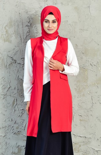 Pocket Detailed Vest 6388-10 Red 6388-10