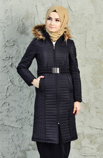 Manteau Matelassé a Capuche 0123-01 Noir 0123-01