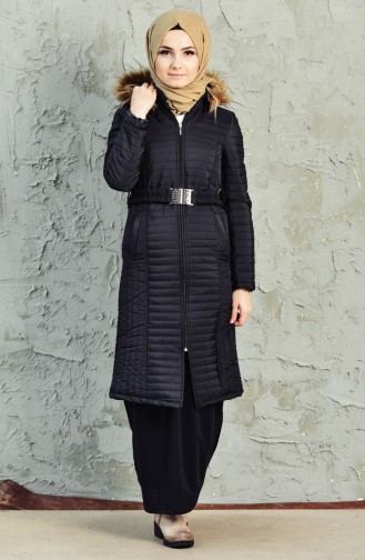 Manteau Matelassé a Capuche 0123-01 Noir 0123-01