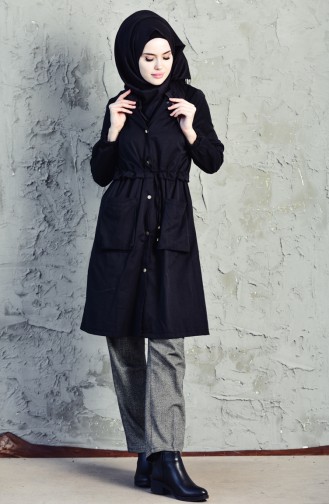 Trench Coat a Lacets 6424-02 Noir 6424-02