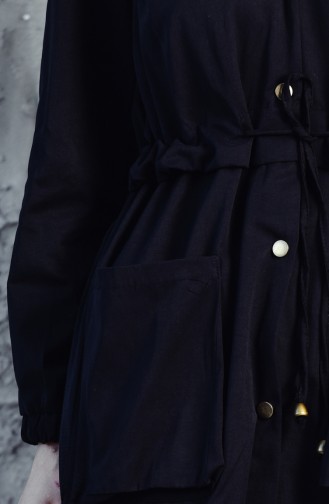 Trench Coat a Lacets 6424-02 Noir 6424-02
