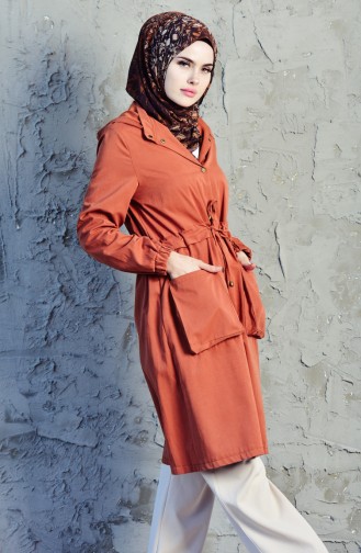 Lace up Trench Coat 6424-07 Cinnamon Color 6424-07