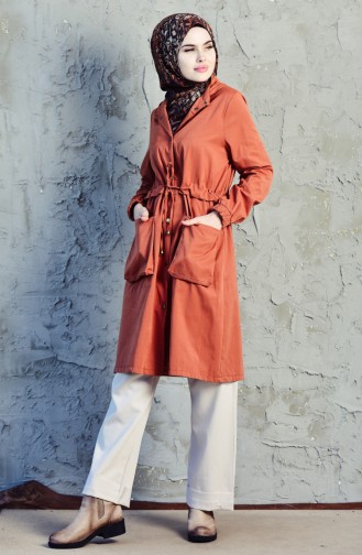 Lace up Trench Coat 6424-07 Cinnamon Color 6424-07