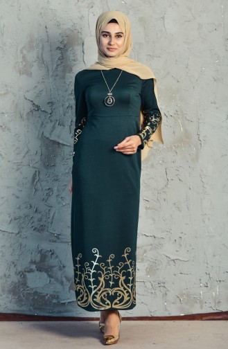 Emerald Green Hijab Dress 3556-04