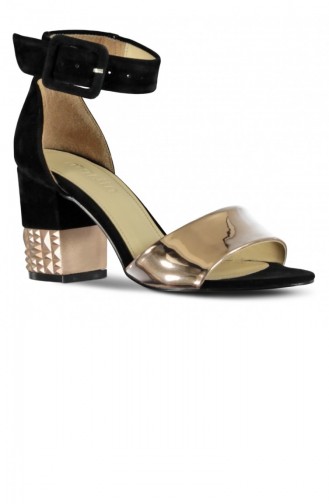 Marjin Mikan Topuklu Abiye Ayakkabı Pudra Altın