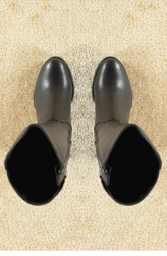 Marjin Birget Topuklu Çizme Siyah