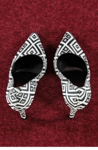 Marjin Batiz Topuklu Ayakkabı Siyah Beyaz