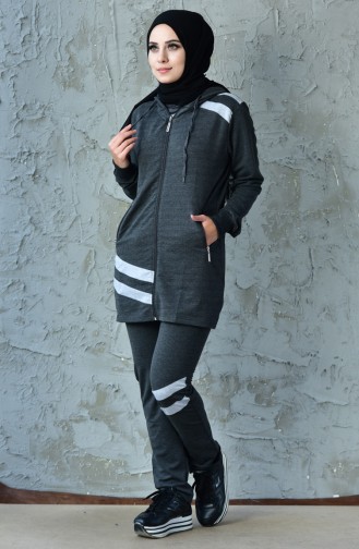 Striped Tracksuit Set 02819-03 Anthracite 02819-03