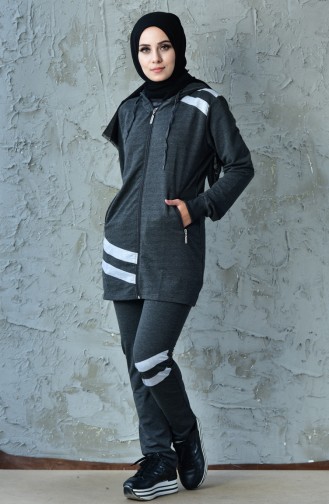 Striped Tracksuit Set 02819-03 Anthracite 02819-03