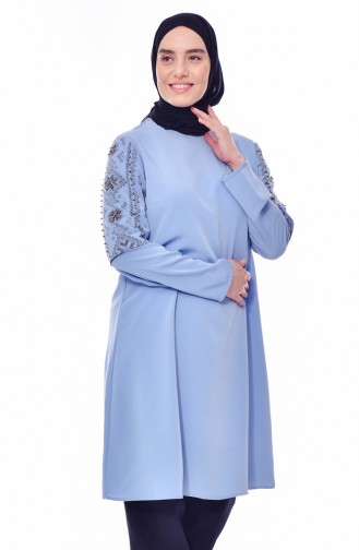 Pearls Sleeve Tunic 1634-01 Baby Blue 1634-01