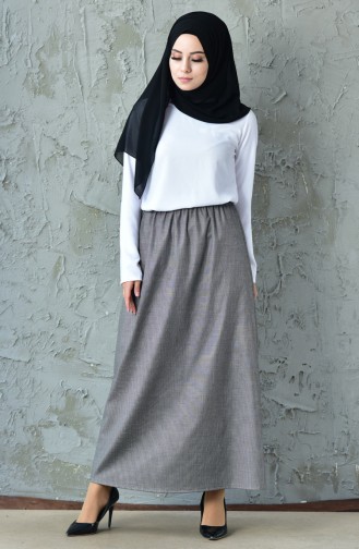 Beli Lastikli Etek 1029-01 Gri