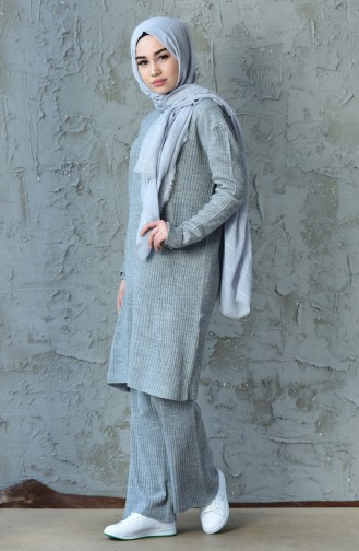 Triko Tunik Pantolon İkili Takım 31321-06 Gri 31321-06