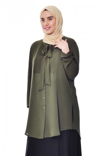 Chemise Col Cravate Grande Taille 7105-02 Khaki 7105-02