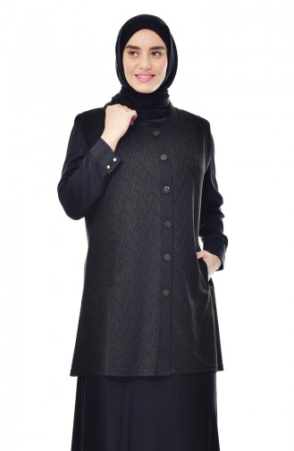 Large Size Buttoned Vest 1508-02 Khaki 1508-02