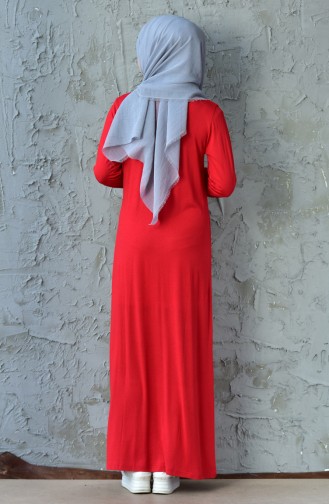 Nakışlı Elbise 99161-01 Kırmızı