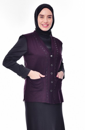 Gilet Imprimé de Pierre Grande Taille 4727-06 Pourpre Foncé 4727-06