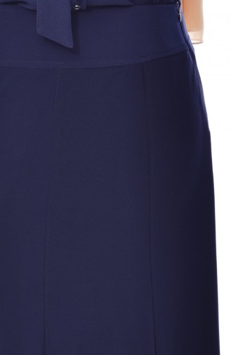 Large Size Flared Skirt 7049-01 Navy Blue 7049-01