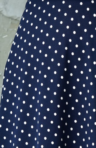 Polka Dot Flared Skirt 5007-02 Navy Blue 5007-02