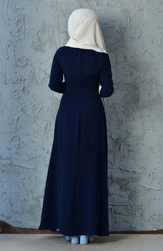 Navy Blue Hijab Dress 4415-02