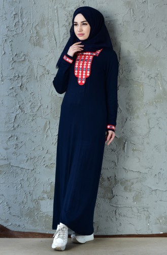 Embroidered Dress 99161-03 Navy 99161-03