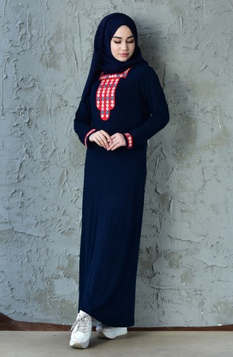 Embroidered Dress 99161-03 Navy 99161-03