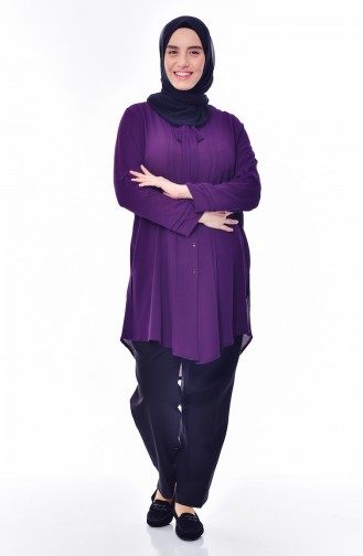 Chemise Col Cravate Grande Taille 7258-02 Pourpre 7258-02