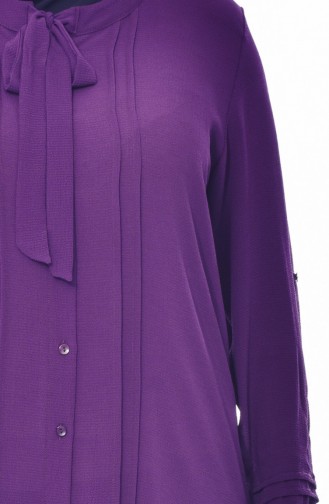 Large Size Tie Collar Shirt  7258-02 Purple 7258-02