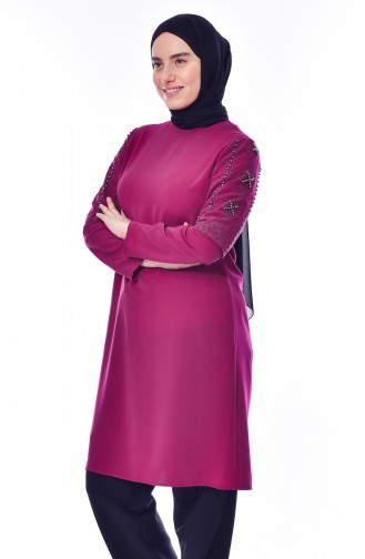 Pearls Sleeve Tunic 1634-03 Plum 1634-03