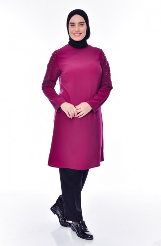 Pearls Sleeve Tunic 1634-03 Plum 1634-03