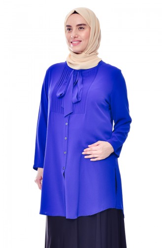 Chemise Col Cravate Grande Taille 7105-03 Bleu Roi 7105-03