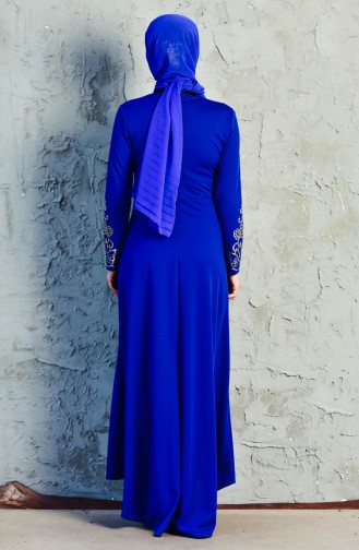 Saks-Blau Hijab Kleider 3545-03