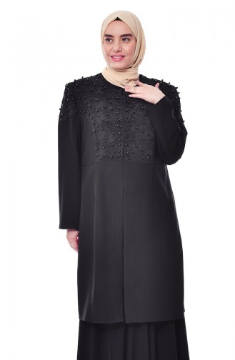 Longue Veste Perlées Grande Taille 7310-01 Noir 7310-01