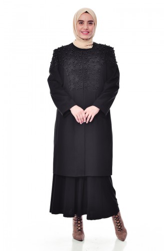 Longue Veste Perlées Grande Taille 7310-01 Noir 7310-01