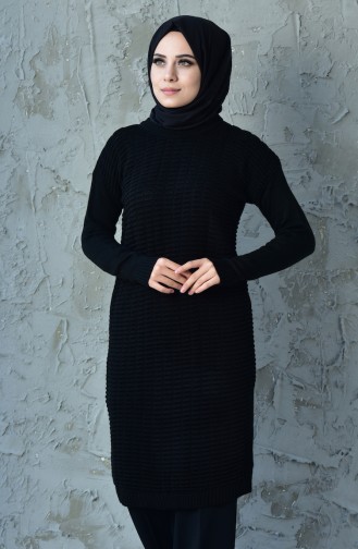 Patterned Tricot Tunic 7657-07 Black 7657-07