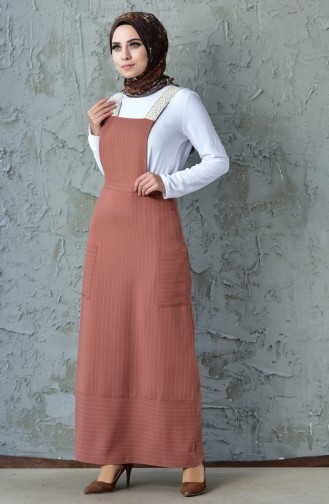 فستان مُخطط بتصميم دون اكمام 60717-02 لون عسلي 60717-02