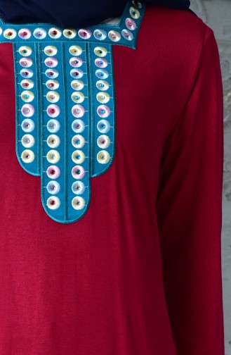 فستان بتفاصيل مُطرزة 99161-02 لون كرزي 99161-02