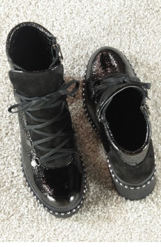 Marjin Zuma Flat Boot Black Patent Leather 18K0022SHB01733_003