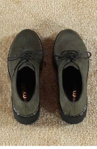 مارجن زيون حذاء مُسطح بتصميم شامواه لون أخضر كاكي 18K0014YR3402_034