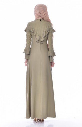 Robe Détail Froufrous 6138-01 Vert Khaki Clair 6138-01