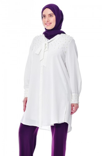 Chemise Perlées Grande Taille 7336-08 Blanc 7336-08