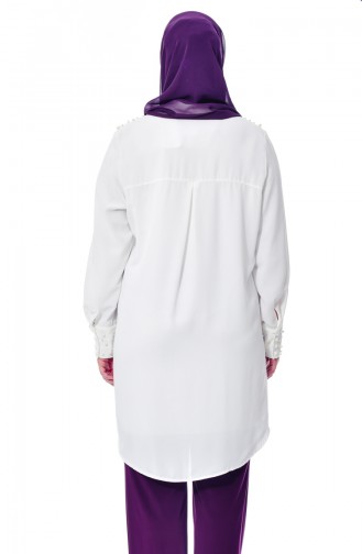 Chemise Perlées Grande Taille 7336-08 Blanc 7336-08