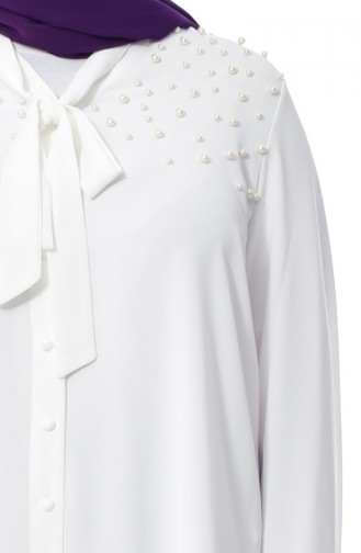 Large Size Pearls Shirt 7336-08 White 7336-08