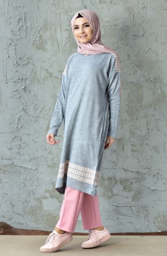 Patterned Tricot Tunic 0594-02 Gray 0594-02