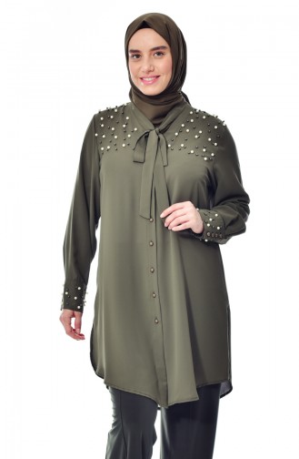 Chemise Perlées Grande Taille 7336-01 Khaki 7336-01