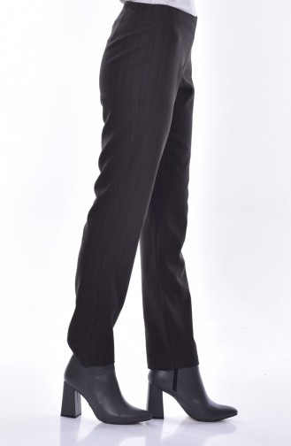 TUBANUR Patterned Straight Leg Trousers 2987-03 Khaki 2987-03