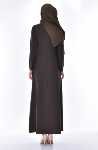 فستان بتفاصيل من الدانتيل 1501-01 لون اخضر كاكي 1501-01