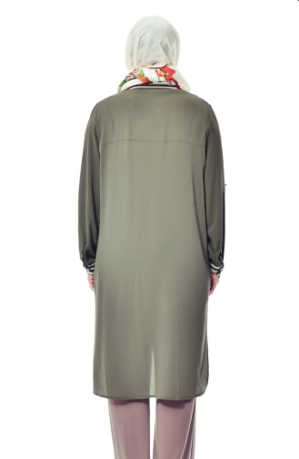Large Size Buttoned Tunic 7360-03 Khaki 7360-03