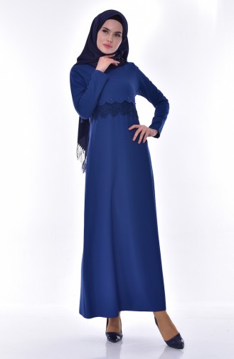 Dantelli Elbise 1501-03 İndigo