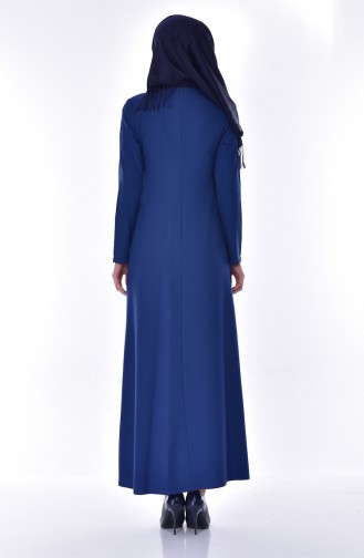 فستان بتفاصيل من الدانتيل 1501-03 لون نيلي 1501-03