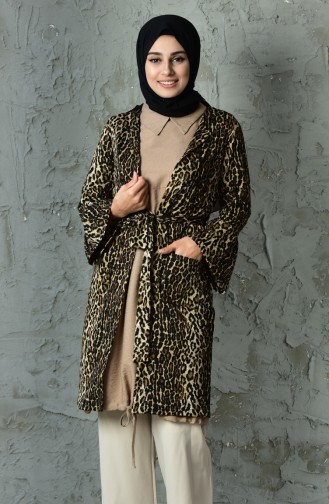 Leopar Desen Kuşaklı Kap 50354-01 Kahverengi 50354-01